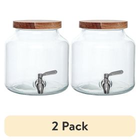 (2 pack)Glass 1.5 gal Leak Proof Beverage Dispenser
