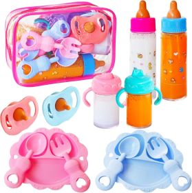 13 Pcs Baby Doll Accessories Magic Bottle Set,Pretend Play Feeding Toy Set with Package,Doll Feeding Set for Kids Girls