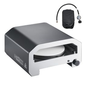 Outdoor Pizza Oven, 16 in Propane Gas Pizza Maker, Portable Pizza-Cooker with Electric Rotation, Thickened Pizza-Stone, Carry Bag