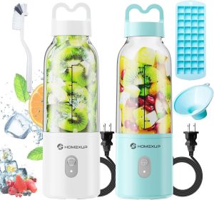 2PCS Portable Personal Blender 17 OZ/500 ML Juicer, 175W Personal Size Blender, Ideal for Smoothies, Ice Blending, Juicing, and Food Processing