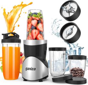 Smoothie Blender, 900W Blenders for Shakes and Smoothies, 15-Piece Personal Blender and Grinder Combo for Kitchen