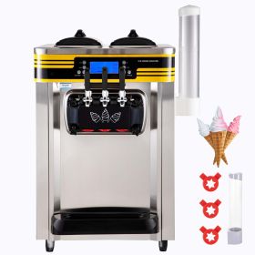 Commercial Ice Cream Maker, 22-30L/H Yield, 2350W Countertop Soft Serve Machine with 2x6L Hopper 2L Cylinder LCD Panel Puffing Shortage Alarm