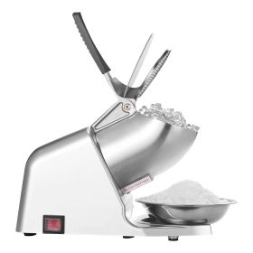Ice Crusher Machine, 286lbs Per Hour Electric 4 Blades Snow Cone Maker, Stainless Steel Shaved Ice Machine with Bowl and Cover