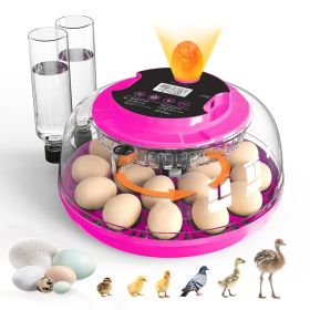 Incubator for Hatching Eggs, 18 Eggs Capacity, Incubators with Egg Candler, Automatic Egg Turner, Temperature & Humidity Control (Color: Hot Pink)