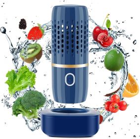 Fruit and Vegetable Purifier Cleaner Washing Machine Capsule Shape Disinfection OH-ion Purification Technology for Cleaning Veggie Grains Rice Me (Color: Blue)